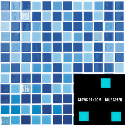 BLUE FIRE - Fireglass 106, 107, 800 - Blue Blend, 1" x 1" - Glass Tile