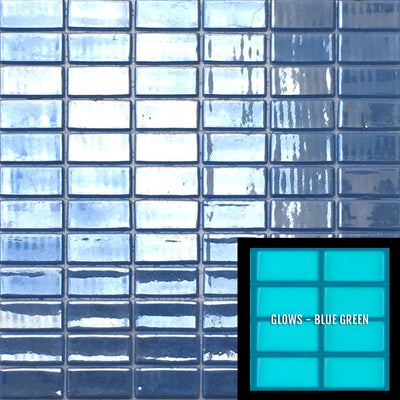 FOTOLUMI 1X2 - Fireglass 106 - Dark Blue, 1" x 2" - Glass Tile