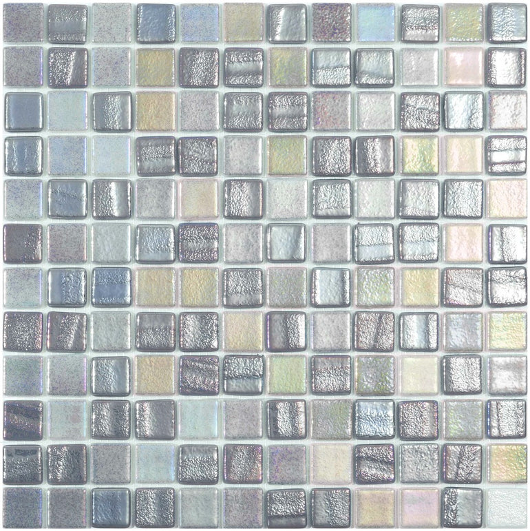 Fusion Silver 1" x 1" Glass Tile | Vidrepur | Glass Mosaic Tile