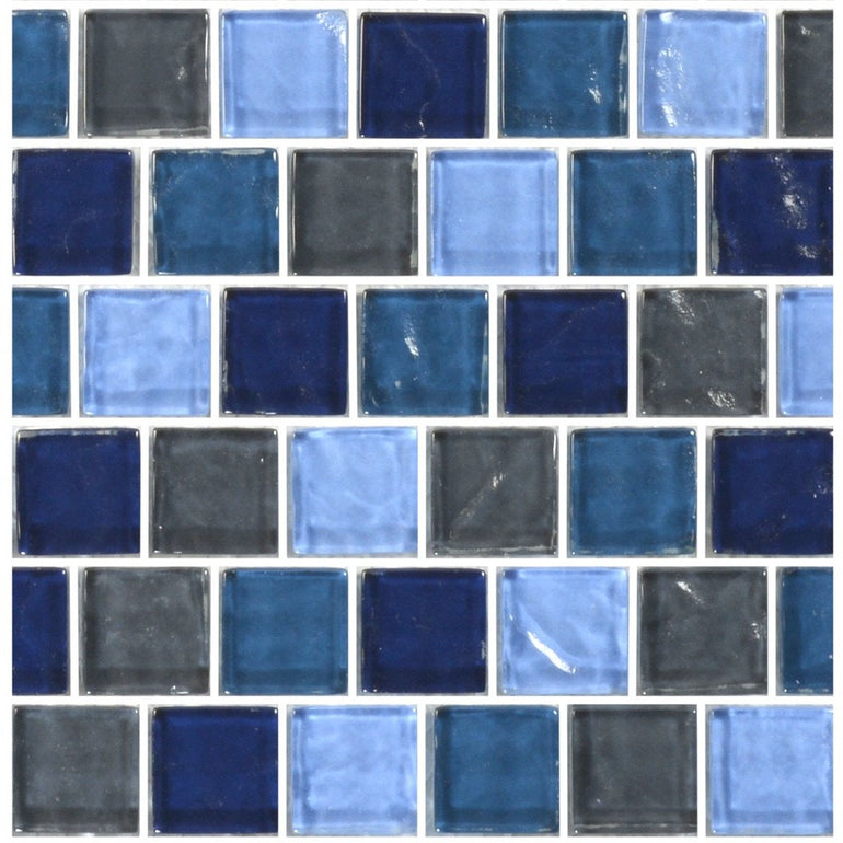 GA62323B1 - Blue Turquoise Slate Blend, 1" x 1" - Glass Tile