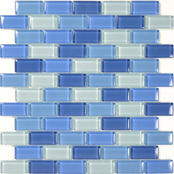 Turquoise Cobalt Blue Blend, 1" x 2" - Glass Tile