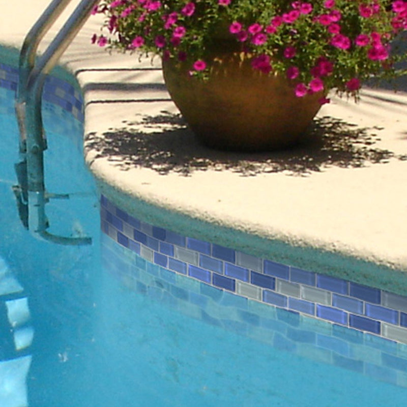 Turquoise Cobalt Blue Blend, 1" x 2" - Glass Tile