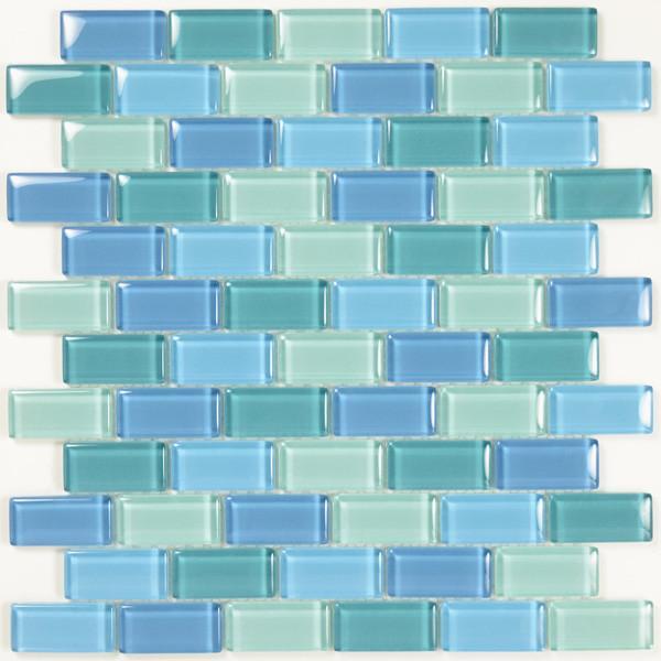 Turquoise Blue Blend, 1" x 2" - Glass Tile