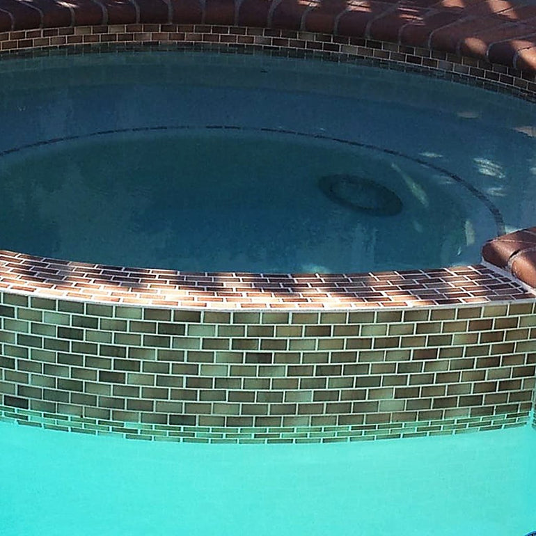Amber, 7/8" x 1-7/8" | GLASSTEL-12 | Fujiwa Porcelain Pool Tile