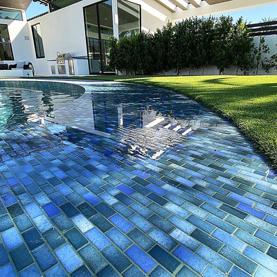 Indigo Matte, 7/8" x 1-7/8" | GLASSTEL-75 | Fujiwa Porcelain Pool Tile