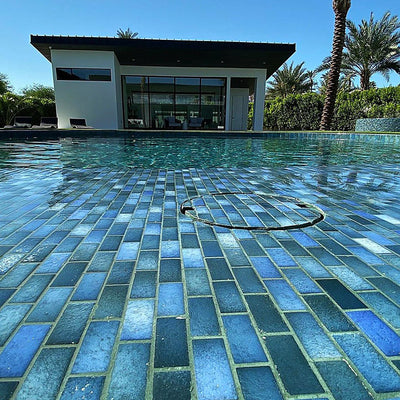 Indigo Matte, 7/8" x 1-7/8" | GLASSTEL-75 | Fujiwa Porcelain Pool Tile