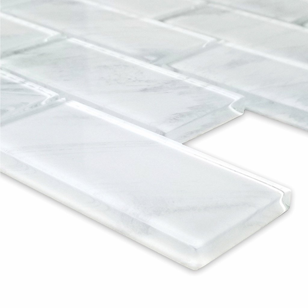 Artistry in Mosaics White Glass Subway Tile for Pools