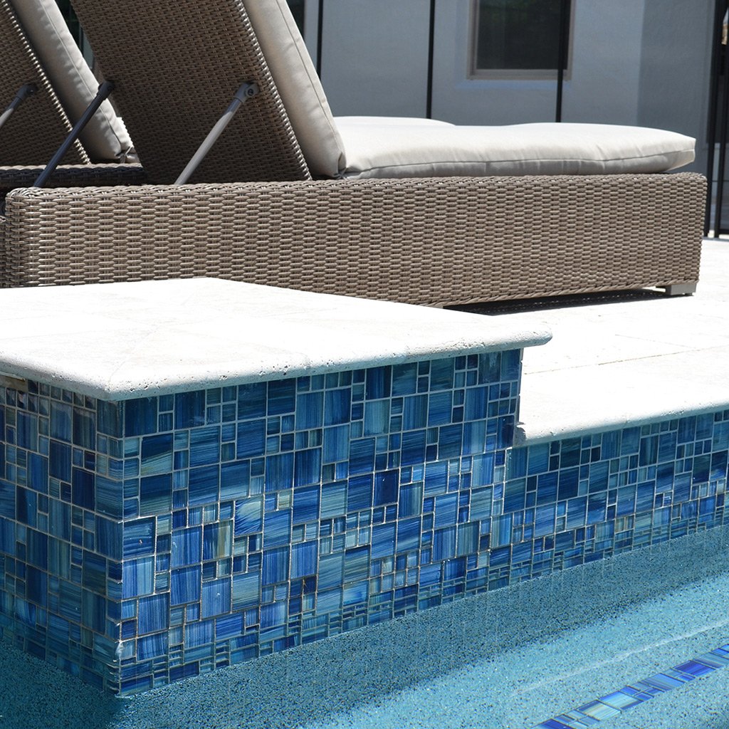 Outdoor pool tile by Artistry in Mosaics