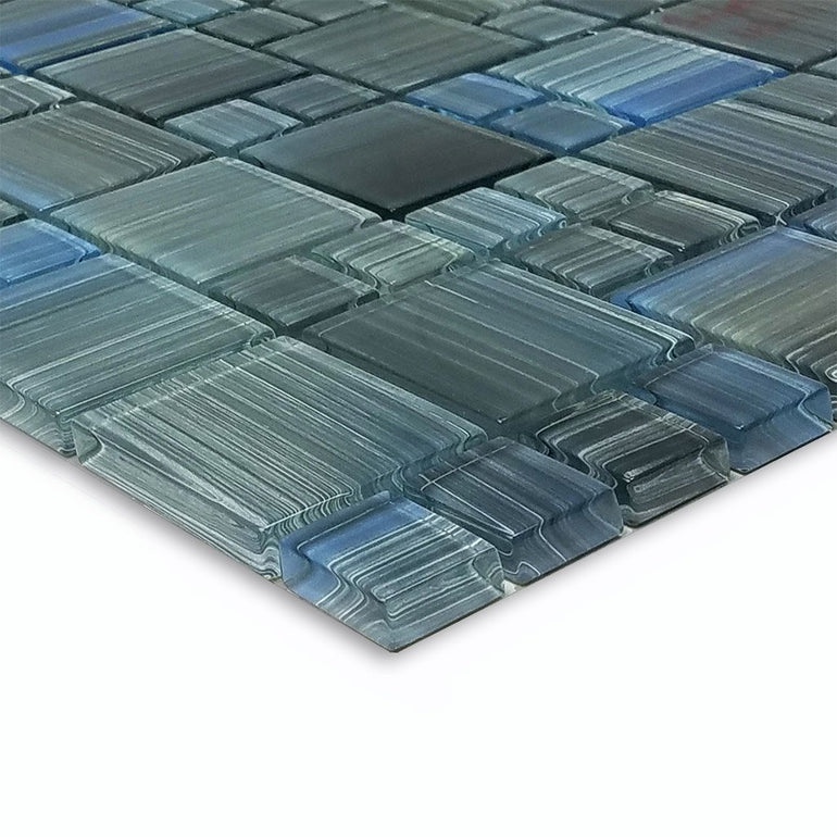 Steel Blue Gray, Mixed - Glass Tile