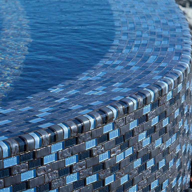 Blue Blend, Trim - Glass Tile