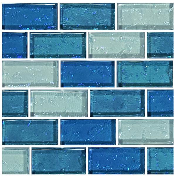 GG82348B18 Blue Blend 1" x 2" Glass Pool Tile