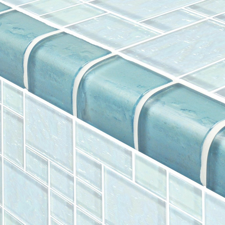 Aquamarine, Mixed Trim Tile | TRIM-GG8M2348T9 | Glass Mosaic Tile