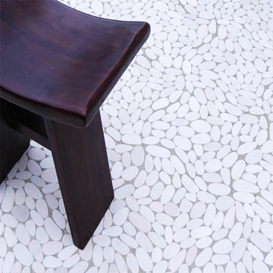 Stone Mosaics - Pure White - Shaved Pebble Tile