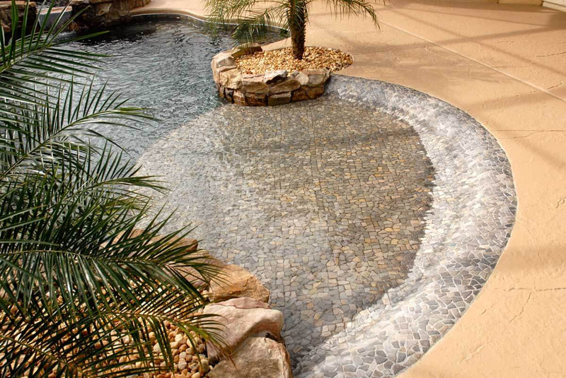 Stone Mosaics - Golden Emperador - Flat Stone Pebble Tile