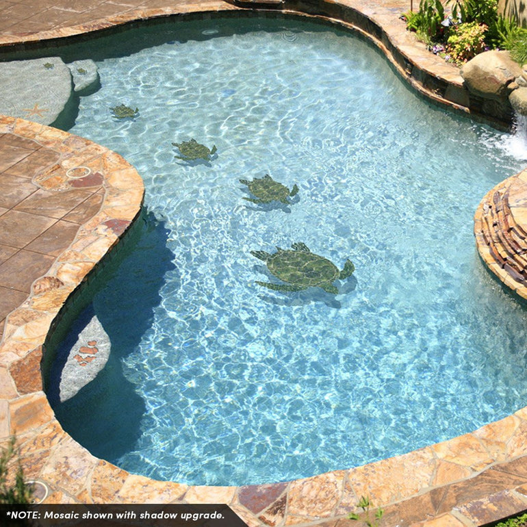 Nice Turtle Pool Green Sea Turtle | GT7-10 | Pool Mosaic by Custom Mosaics – AquaBlu Mosaics