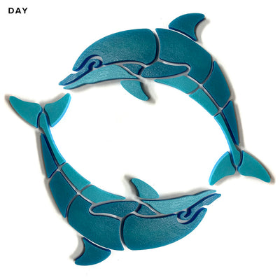 Happy Circle Dolphins, Left | DOLCIR4-S-L | Glow in the Dark Pool Mosaics