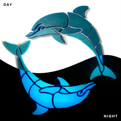 Happy Circle Dolphins, Left | DOLCIR4-S-L | Glow in the Dark Pool Mosaics