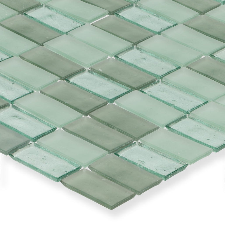 Seafoam, 1" x 2" Stacked - Glass Tile