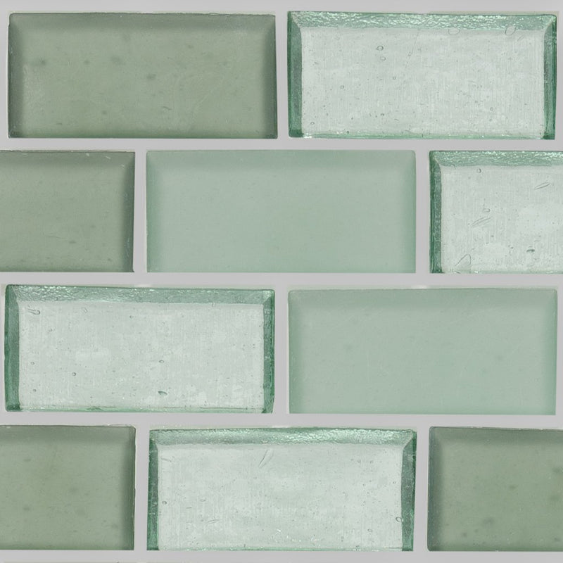 Seafoam, 1" x 2" Staggered - Glass Tile