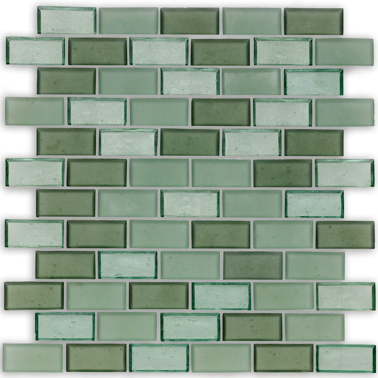 Seafoam, 1" x 2" Staggered - Glass Tile