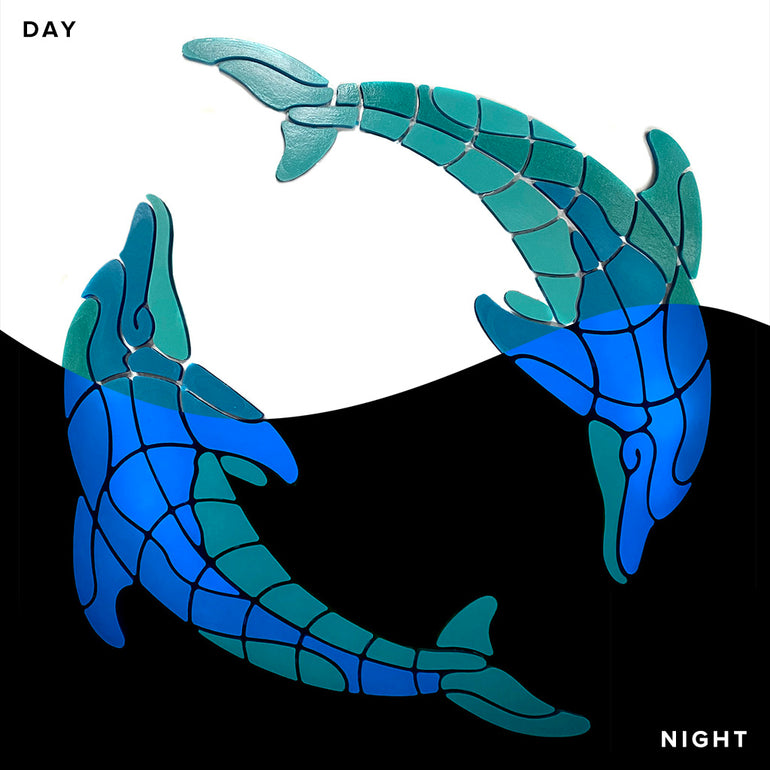 Playful Circle Dolphins | DOLCIR-L | Glow in the Dark Pool Mosaics