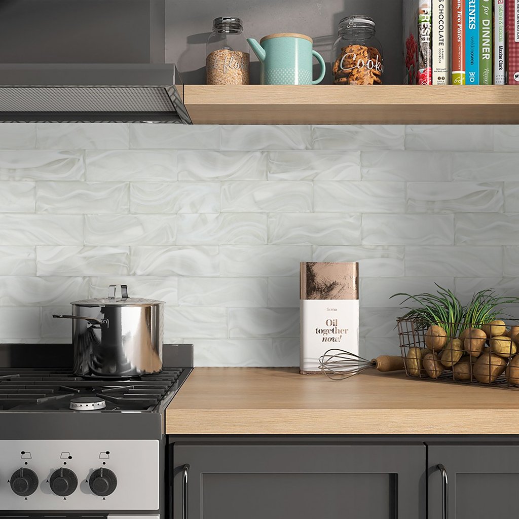 Cirrus 3" x 9" White Subway Tile | FOSCLOUCIRR39 | Clouds Series by Tesoro