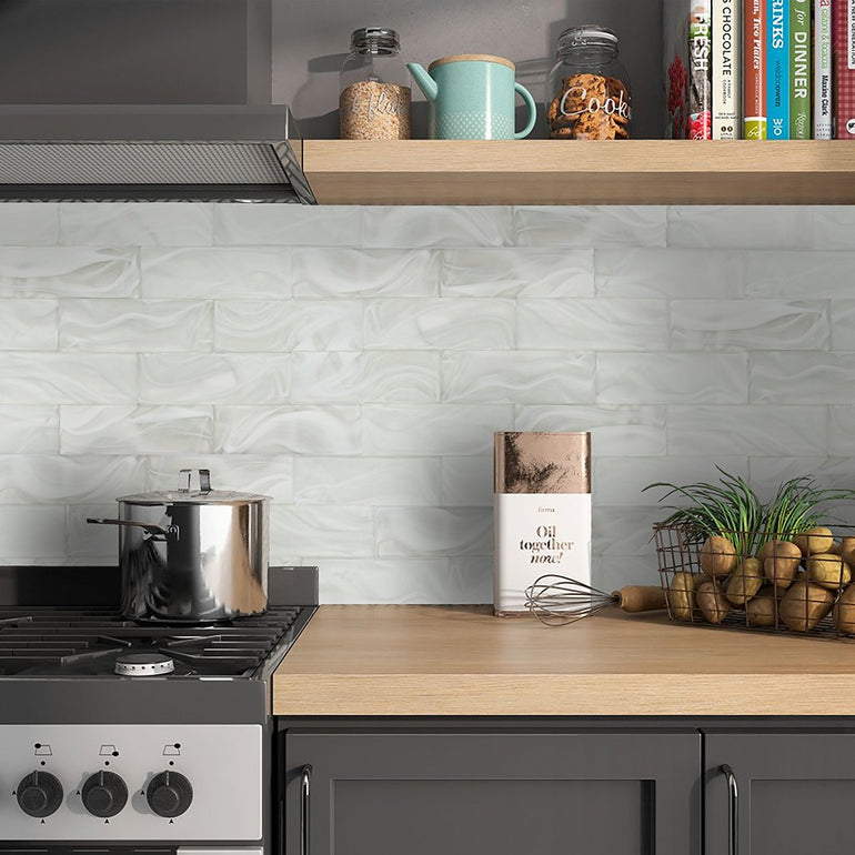 Cirrus 3" x 9" White Subway Tile | FOSCLOUCIRR39 | Clouds Series by Tesoro