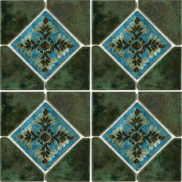 JOYA-501 - Fujiwa Verde, 6" x 6" Deco - Porcelain Pool Tile