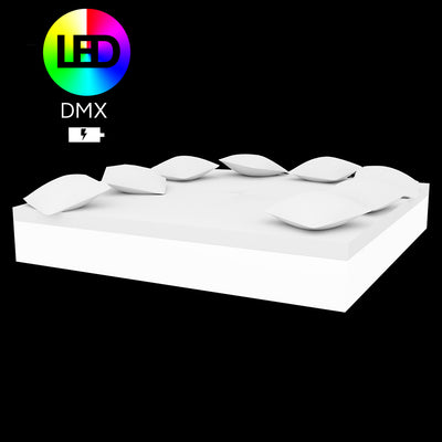 JUT DOUBLE DAYBED WITH 8 PILLOWS, LED RGBW DMX WITH BATTERY, 44420DY, VONDOM Luxury Outdoor Furniture