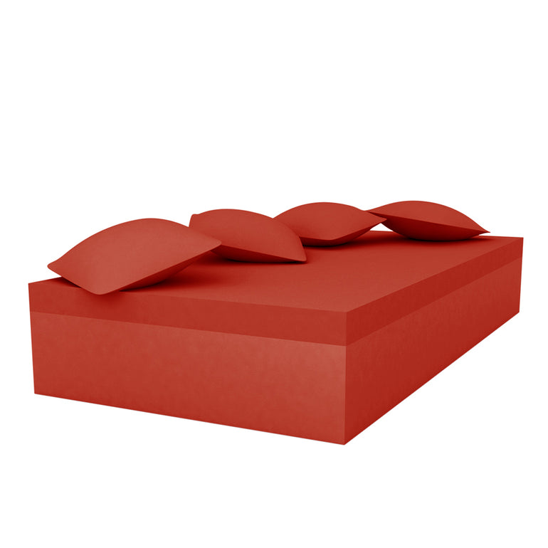 JUT SINGLE DAYBED WITH 4 PILLOWS, PURJAI RED, 44421-PURJAI RED, VONDOM Luxury Outdoor Furniture