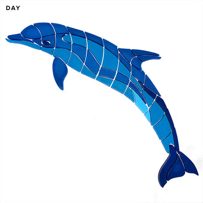 Jumpin' Dolphin Pool Mosaic, Left | Glow in the Dark Pool Tile by Element Glo