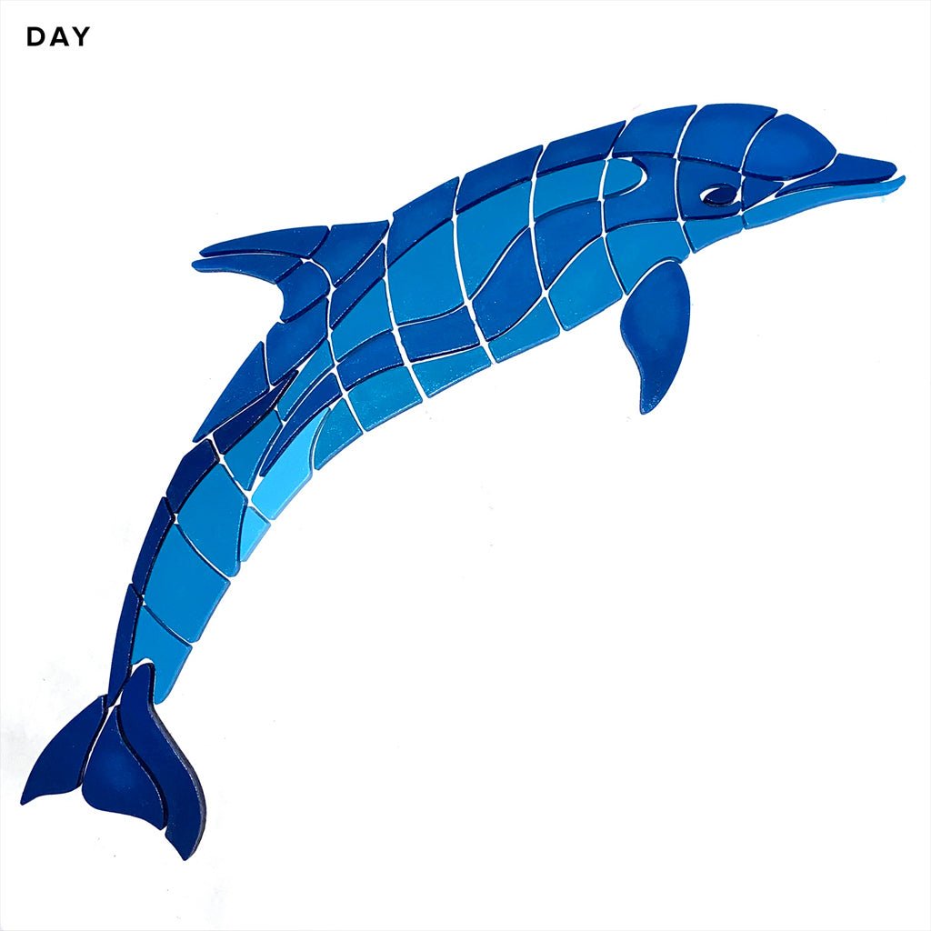 Jumpin' Dolphin Pool Mosaic, Right | Glow in the Dark Pool Tile by Element Glo