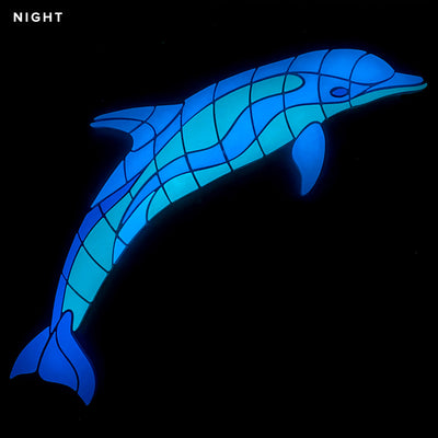Jumpin' Dolphin Pool Mosaic, Right | Glow in the Dark Pool Tile by Element Glo