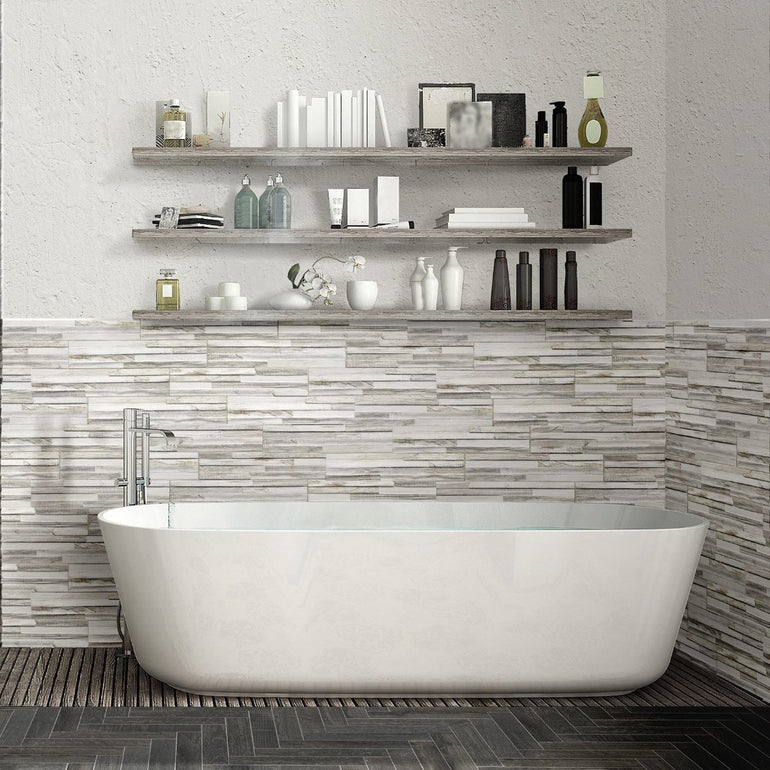 White Ledgerstone Tile | KRASAMUWHITE315 | Porcelain Pool Tile