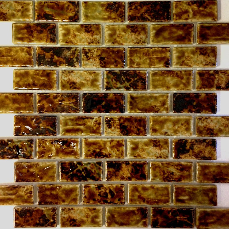 LICATA-72 - Onyx Gold, 1-1/8" x 2-1/4" - Porcelain Pool Tile - Fujiwa