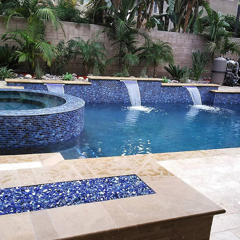 Blue Blend, 1-1/8" x 2-1/4" | LICATA-71 | Fujiwa Porcelain Pool Tile