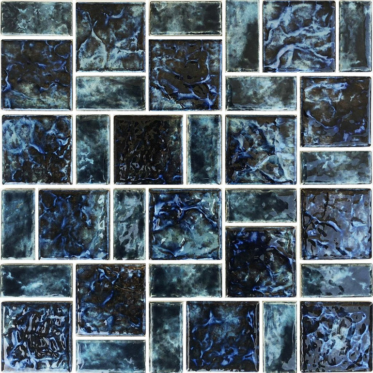 Blue Blend, Random Block - Porcelain Pool Tile