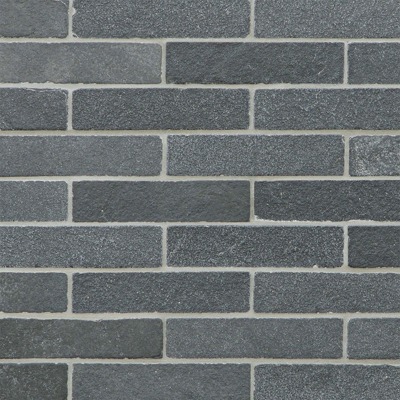 Lime Black, 2" x 8" Thin Brick | LIMLIMBLK0208T | Stone Tile