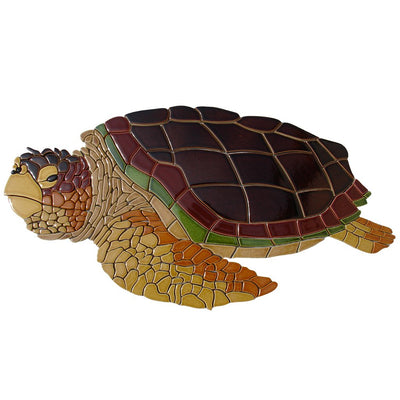 Loggerhead, Sideview (Special Order) - Pool Mosaic - NS994 - Artisry in Mosaics Custom Mosaics