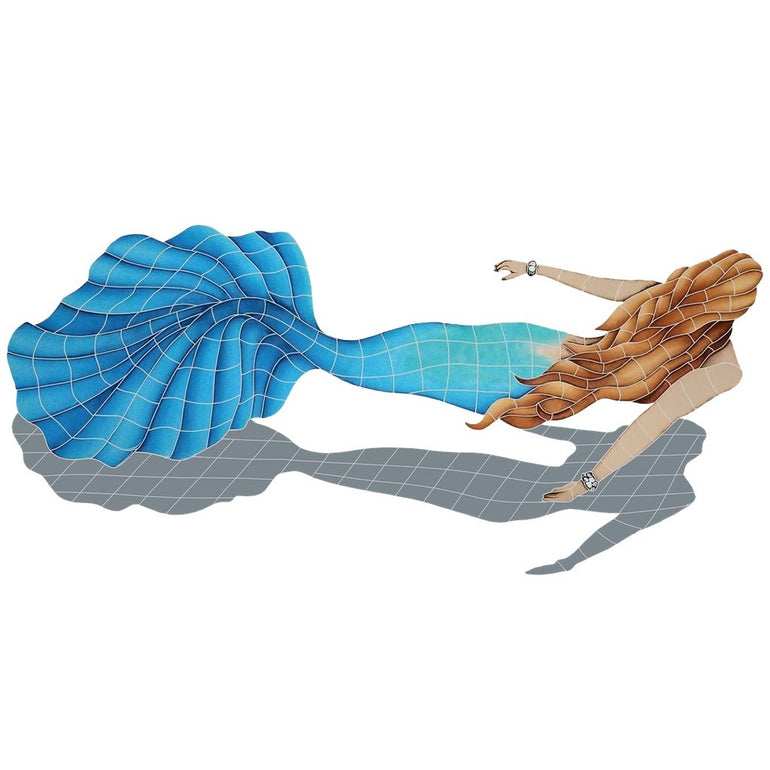 Swimming Mermaid w/Shadow Pool Mosaic | MSSBLUL | Artistry in Mosaics
