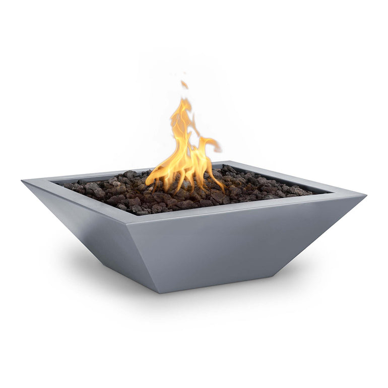 Maya 24" Square Metal Fire Bowl | The Outdoor Plus Fire Feature - Gray 