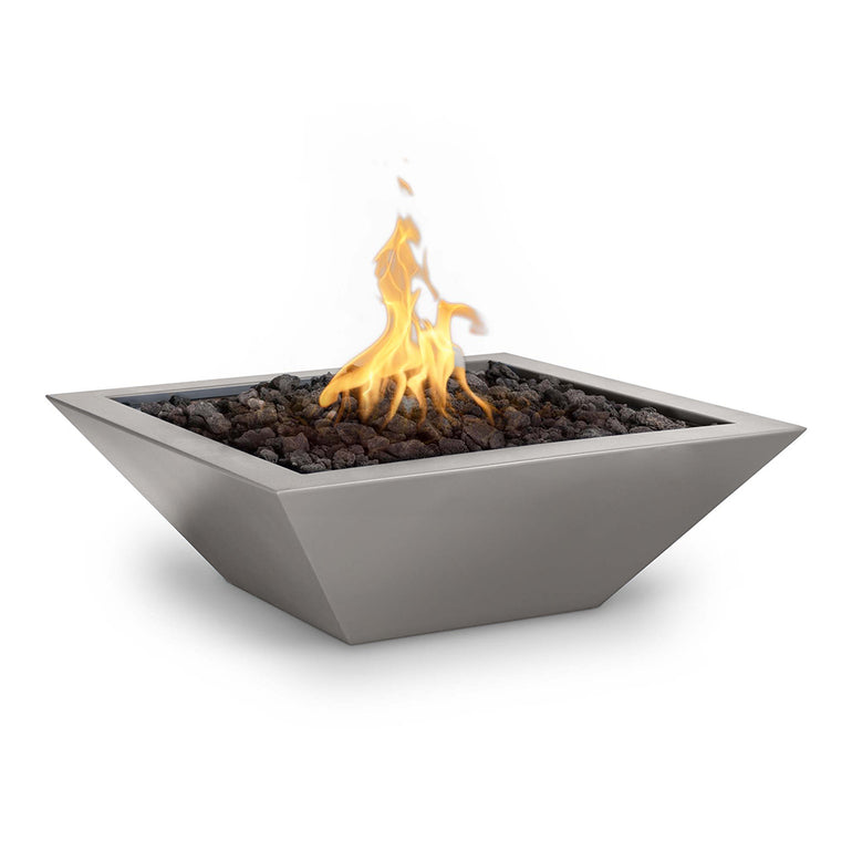 Maya 30" Square Metal Fire Bowl | The Outdoor Plus Fire Feature - Pewter