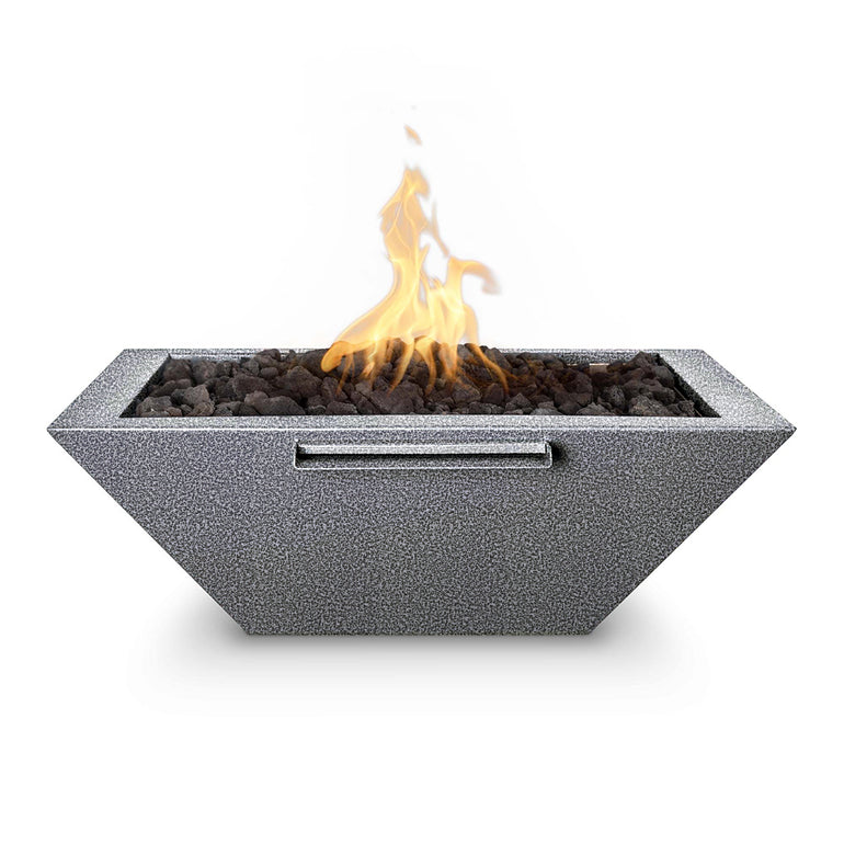 Maya 30" Square Fire and Water Bowl, Powder Coated Metal | The Outdoor Plus - Silver vein