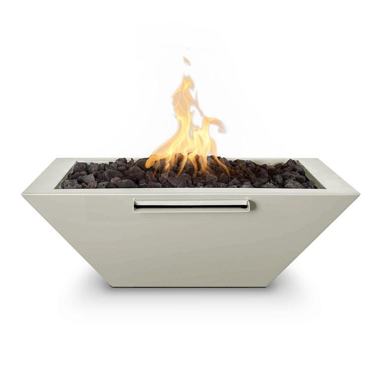 Maya 30" Square Fire and Water Bowl, Powder Coated Metal | The Outdoor Plus - White
