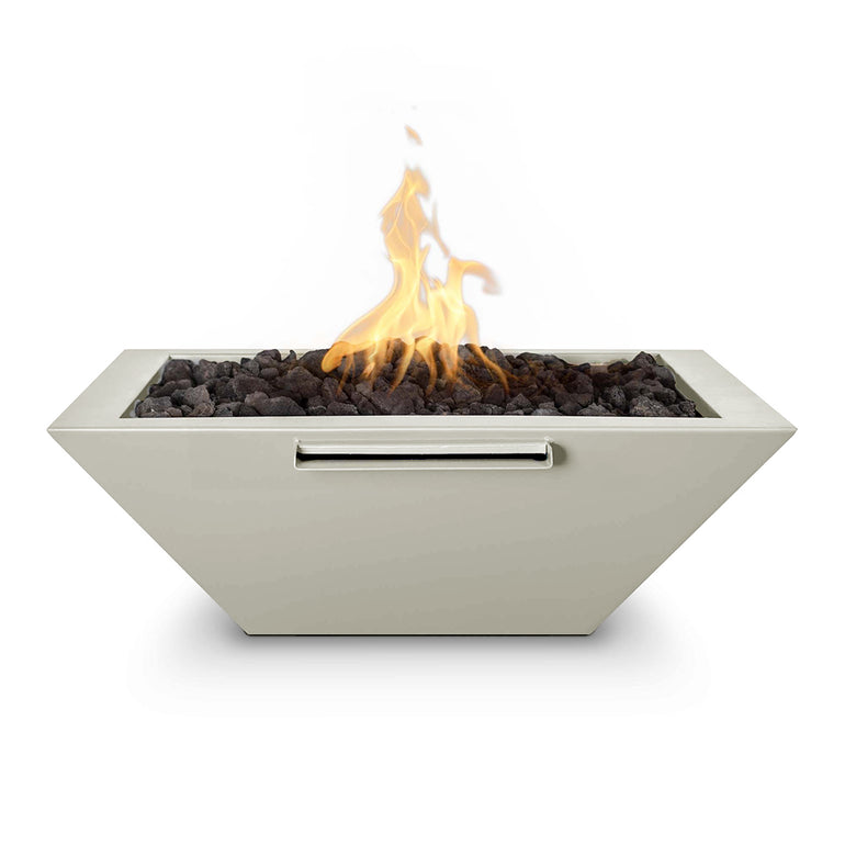 Maya 30" Square Fire and Water Bowl, Powder Coated Metal | The Outdoor Plus - White