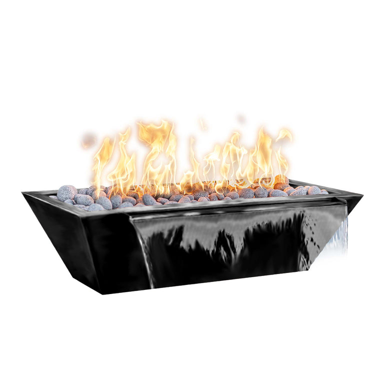 Maya 72" Metal Linear Fire and Water Bowl | The Outdoor Plus-Black
