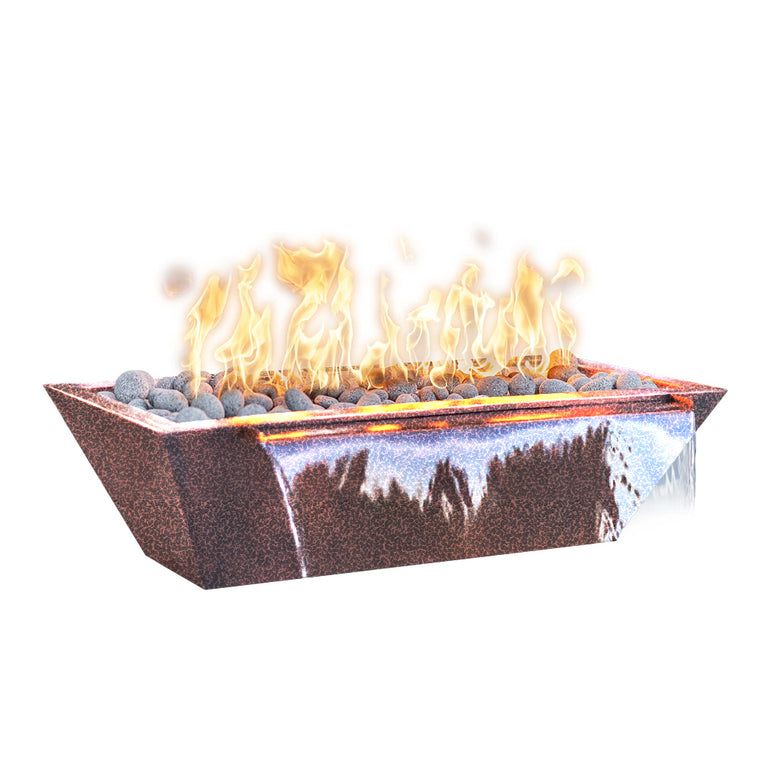 Maya 72" Metal Linear Fire and Water Bowl | The Outdoor Plus-Copper vein