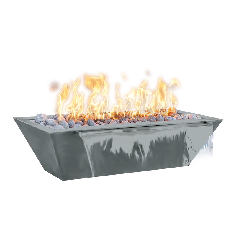 Maya 48" Linear Metal Fire and Water Bowl | The Outdoor Plus-Gray