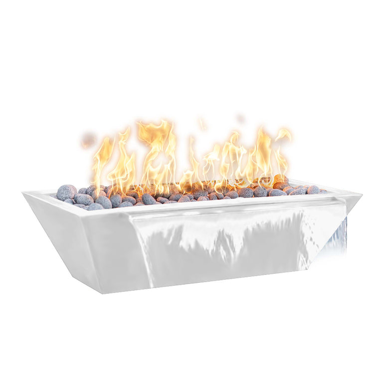 Maya 60" Linear Metal Fire and Water Bowl | The Outdoor Plus-White