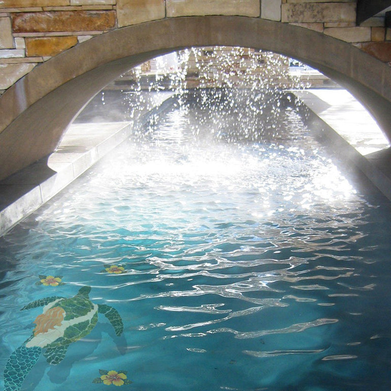 Mermaid & Turtle w/Shadow | MT48-41/SH | Pool Mosaic by AquaBlu Mosaics